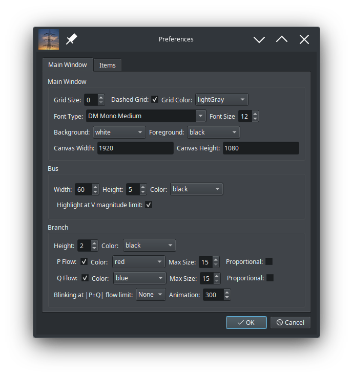 Main Window Preferences